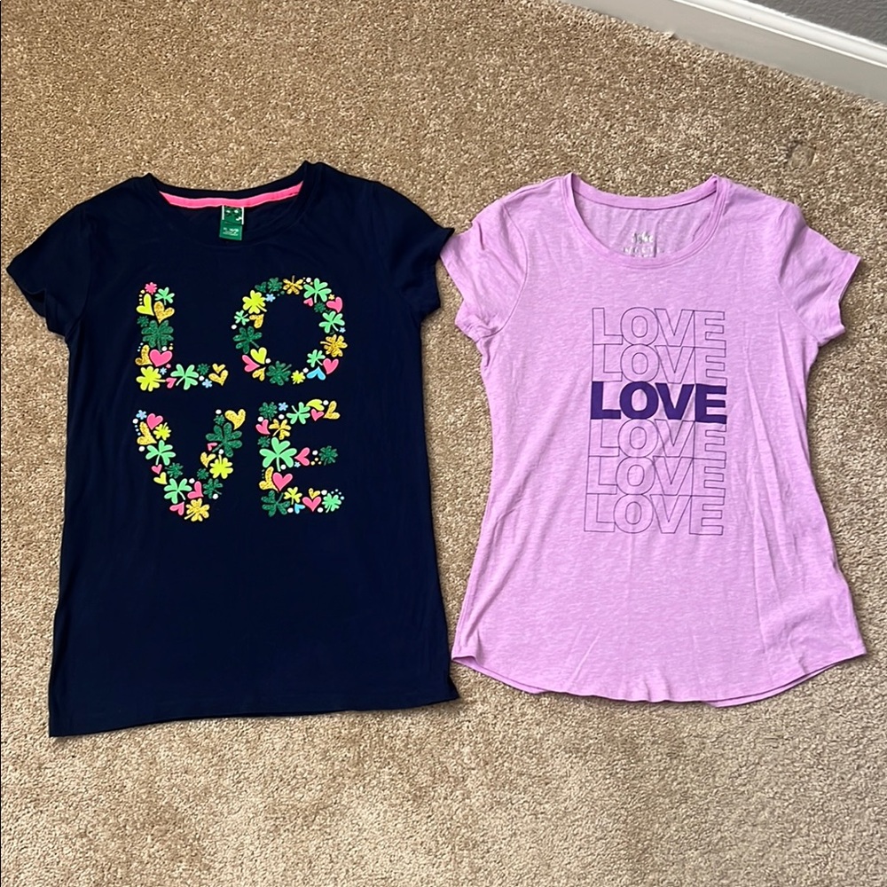 Justice Love Graphic T-Shirts - Navy and Lavender Target St. Patrick’s Day 14/16